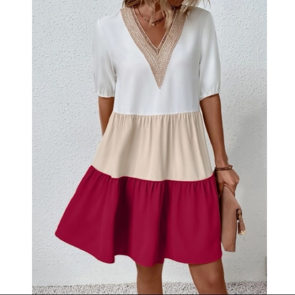 Boho Color Block Lace Oversized Dress - Picture 14 of 16